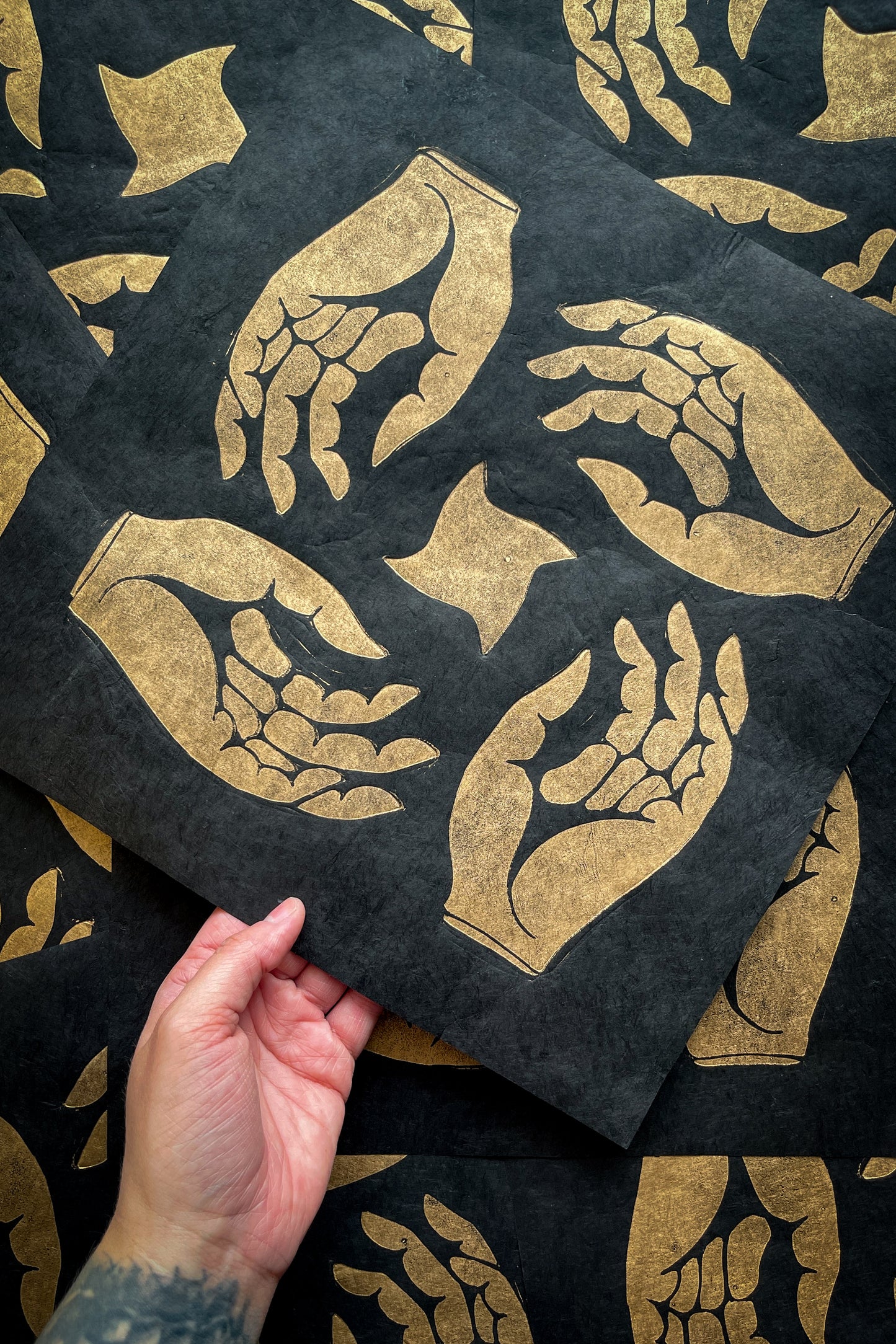 Out of Reach Gold Limited Edition Linocut Print