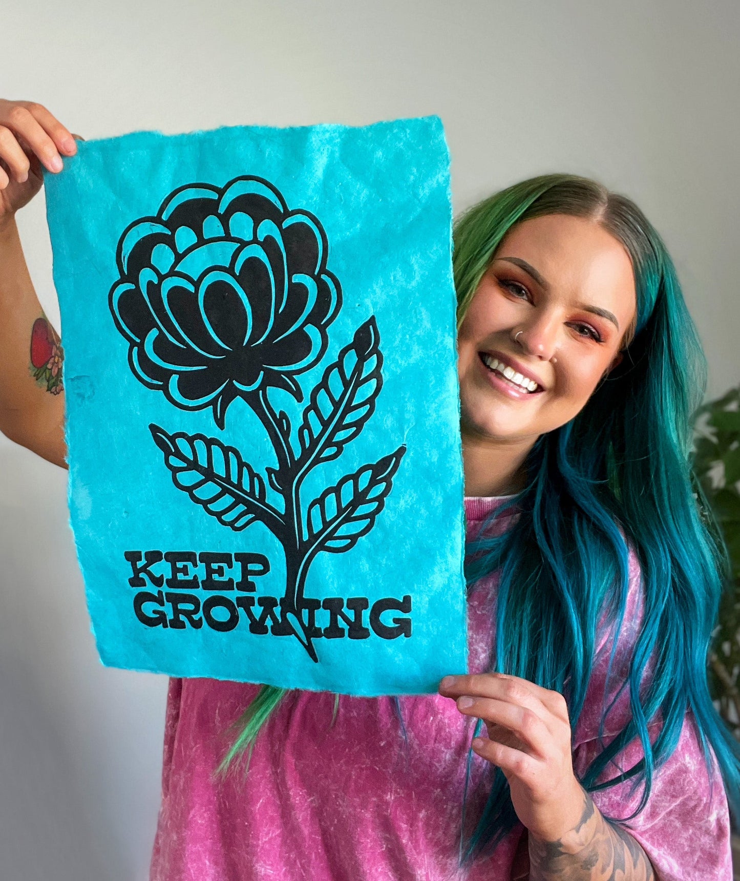 Keep Growing Linocut Print