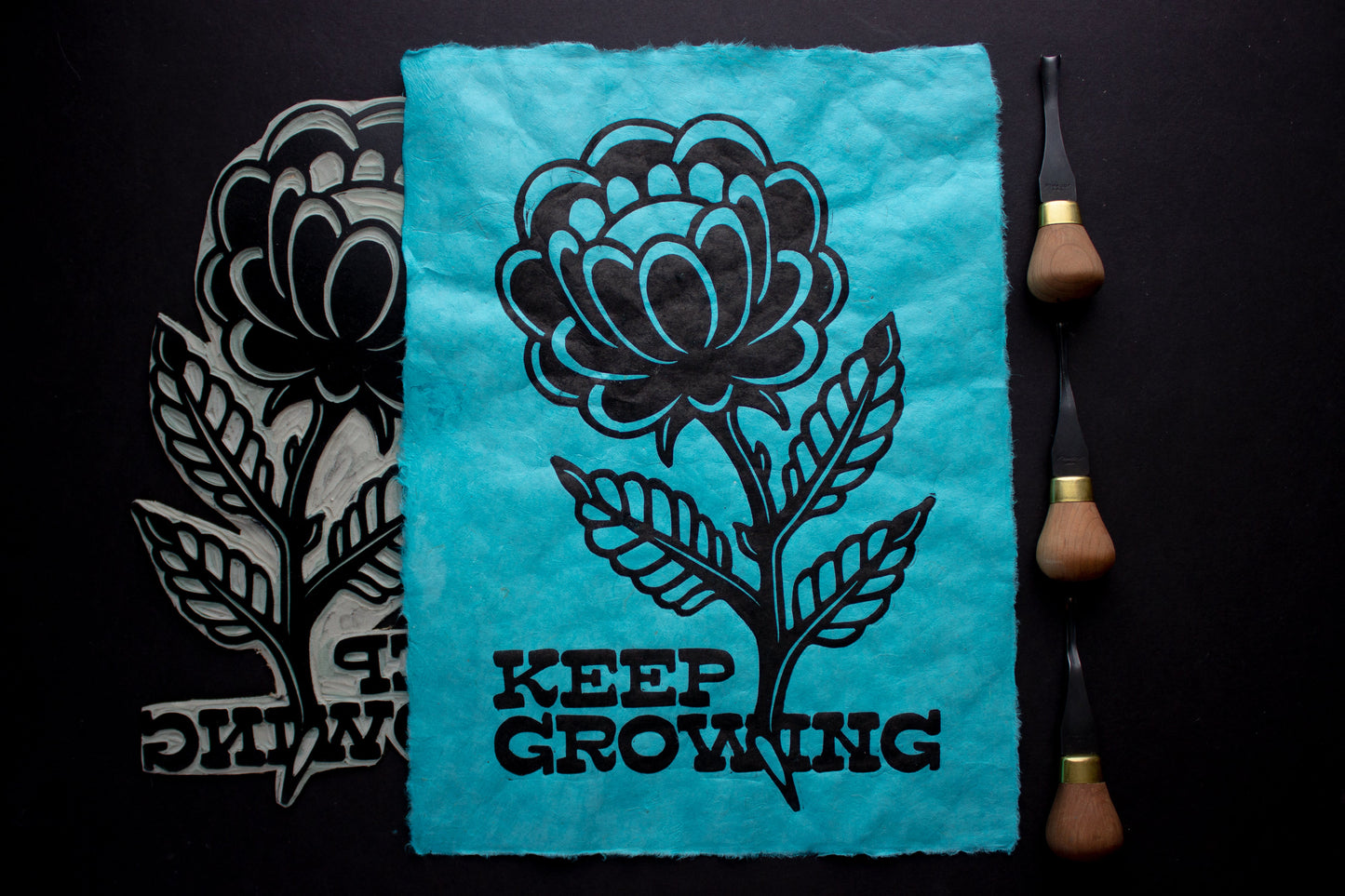 Keep Growing Linocut Print