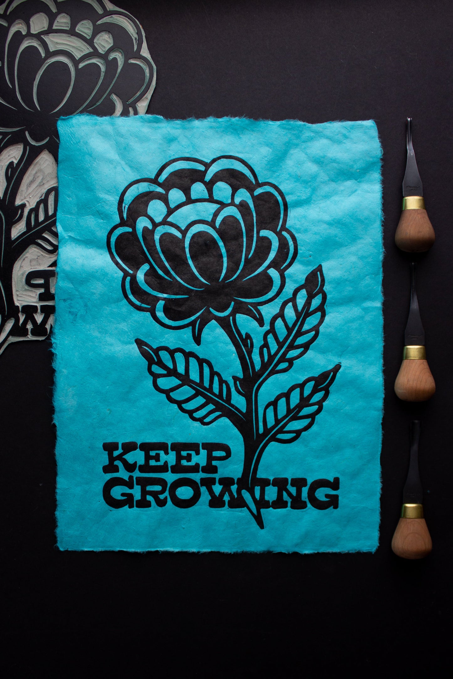 Keep Growing Linocut Print