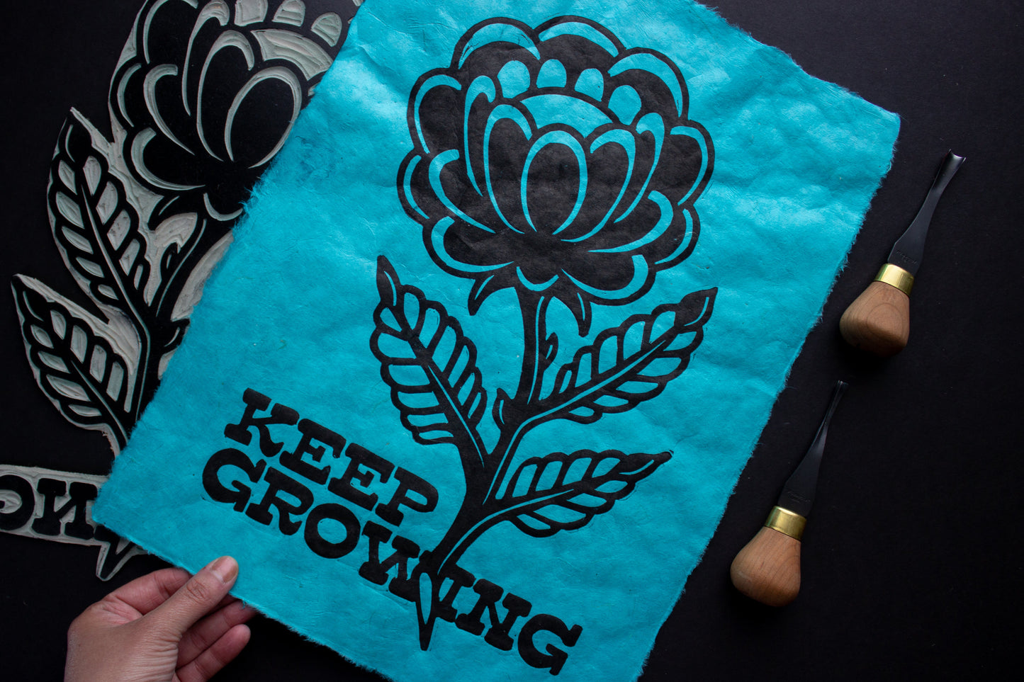 Keep Growing Linocut Print