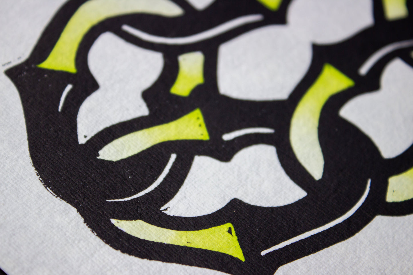 Link Up Hand-Painted Linocut Print