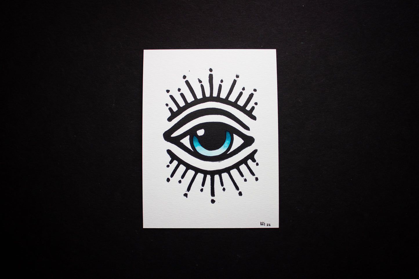 Good Looking Out Hand-Painted Linocut Print