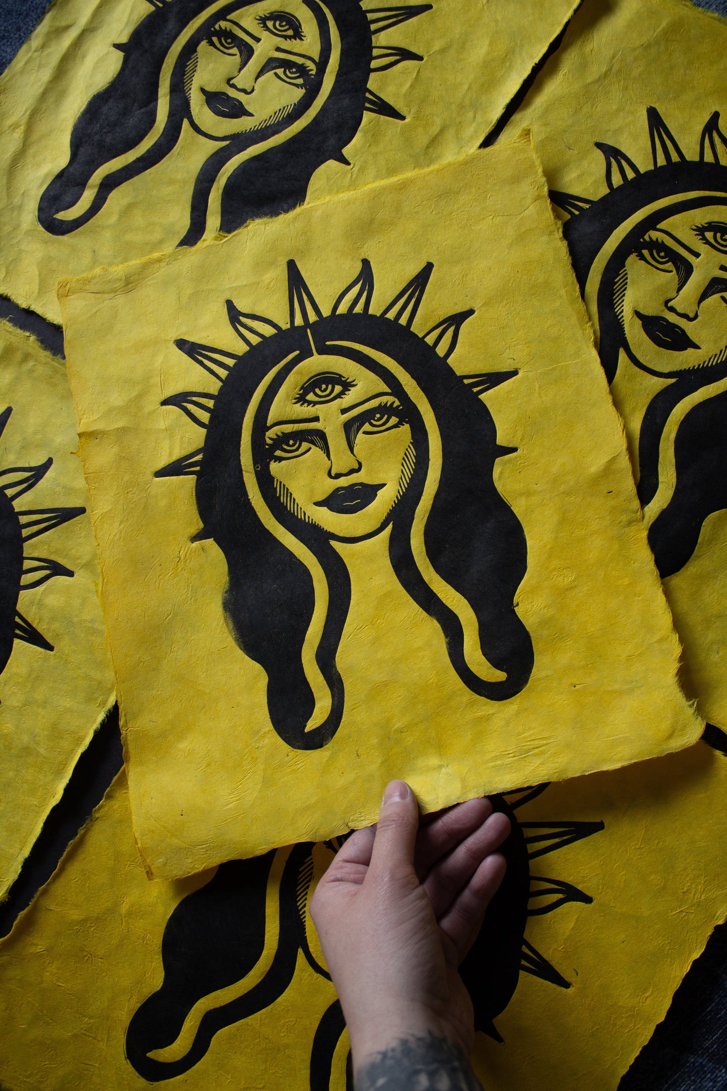 Awake Linocut Print