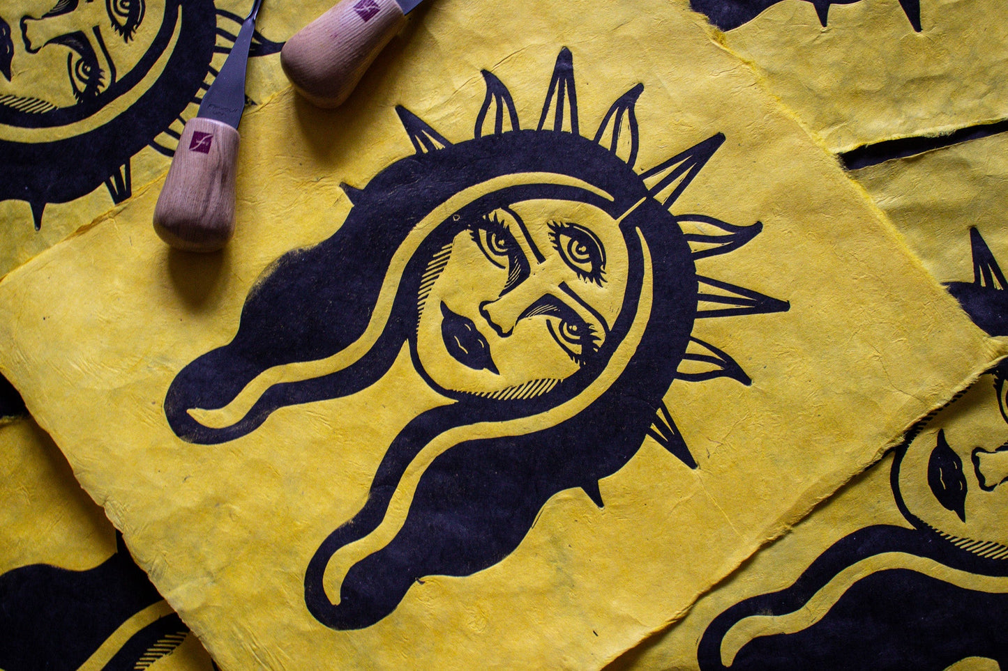 Awake Linocut Print