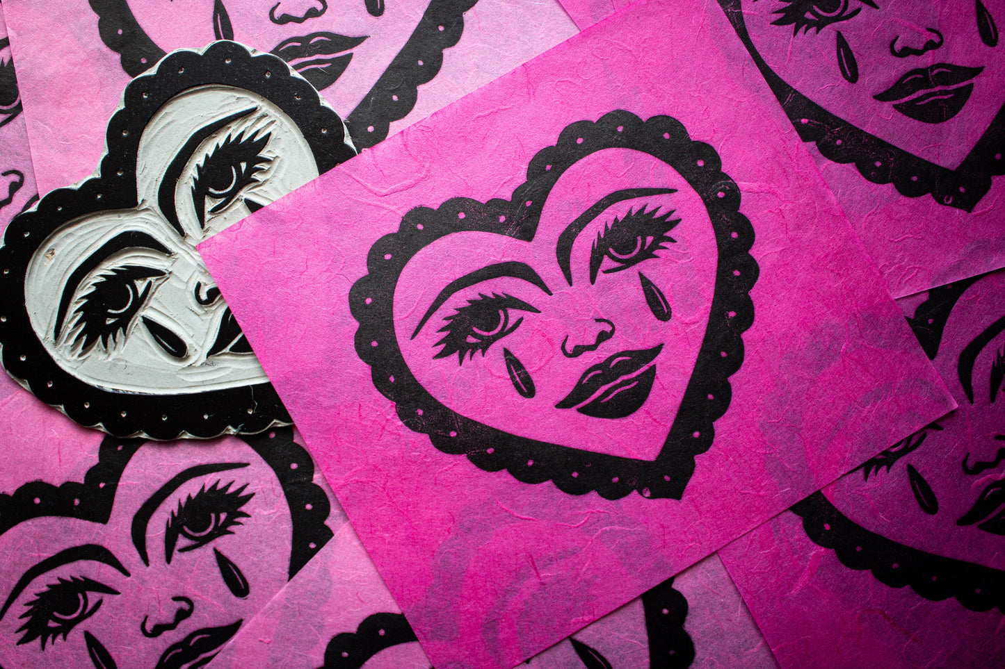 Funny Valentine Linocut Print