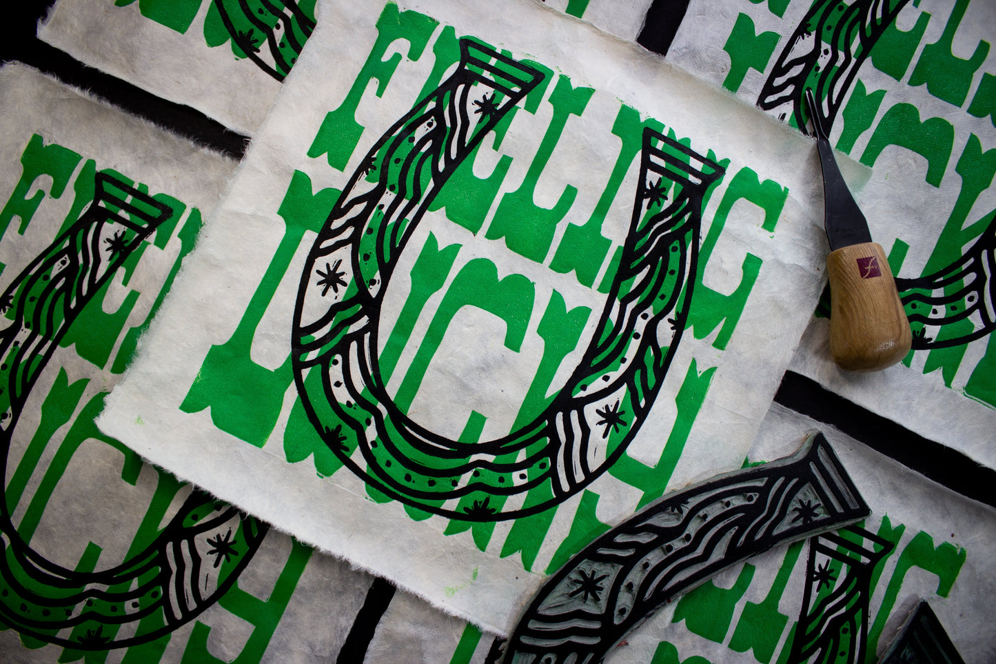 Feeling Lucky Linocut Print