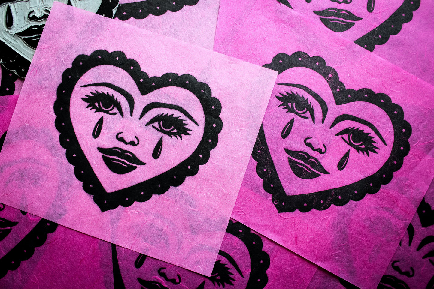 Funny Valentine Linocut Print