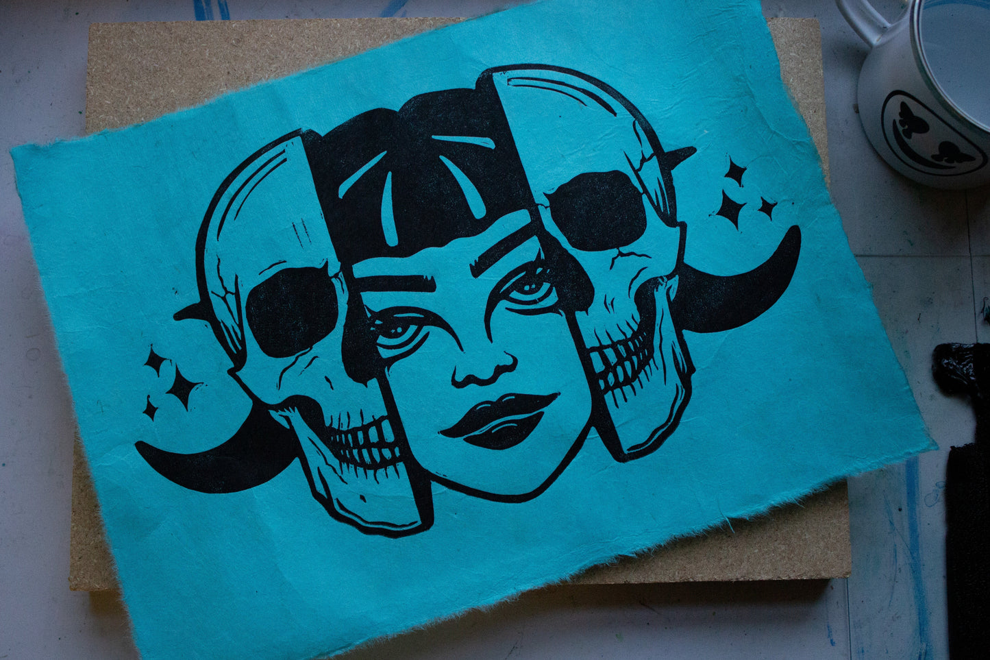 Insomnia Linocut Print