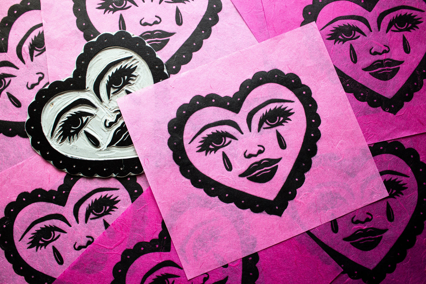 Funny Valentine Linocut Print