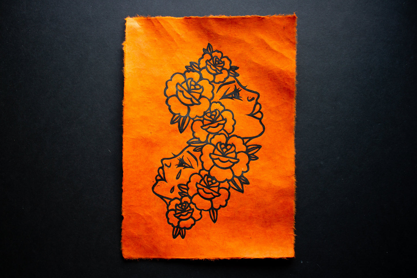 Moody Linocut Print