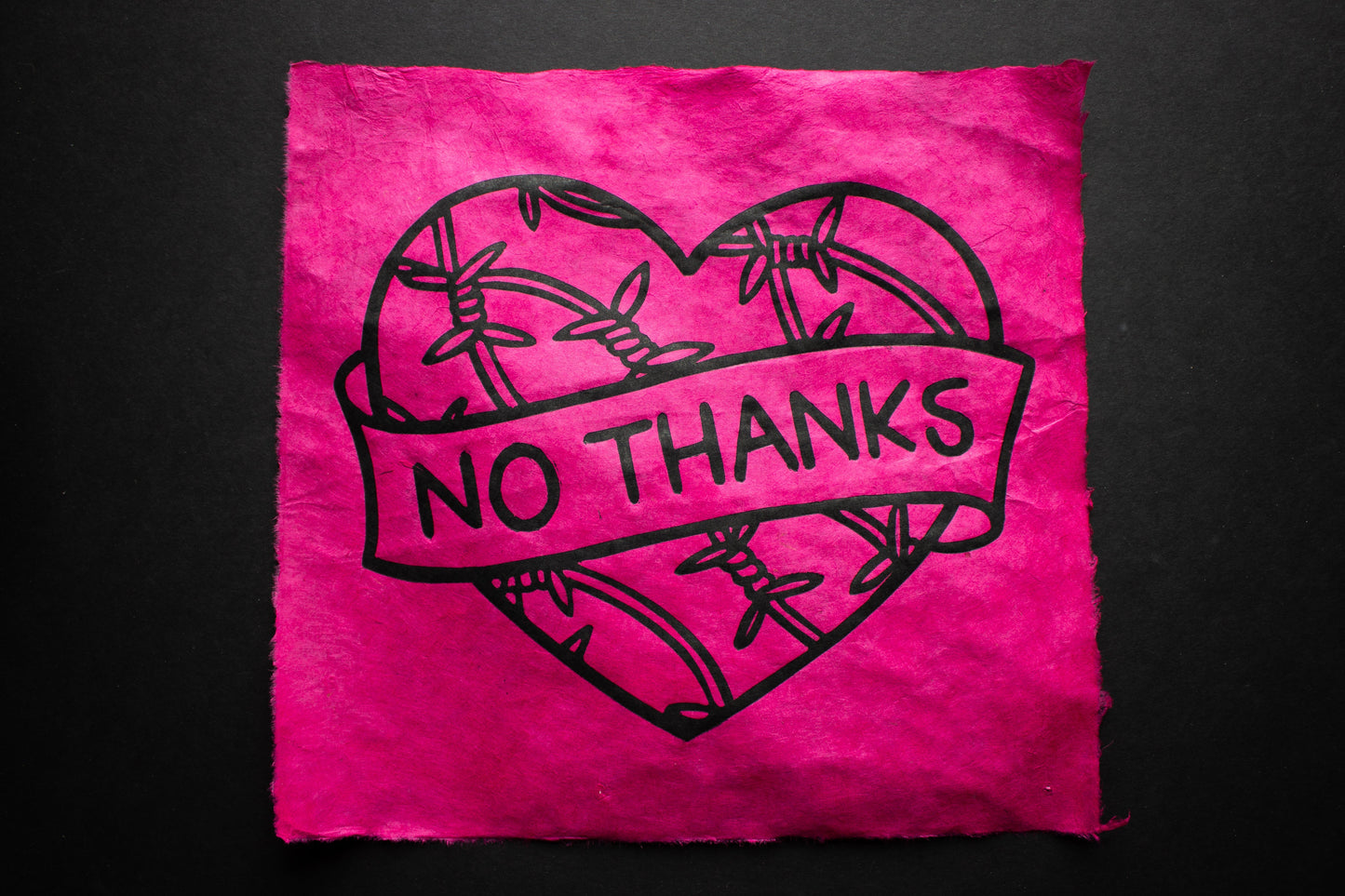 No Thanks Linocut Print