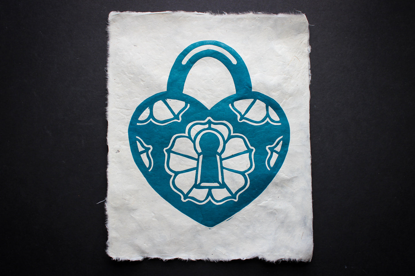 On Lock Linocut Print