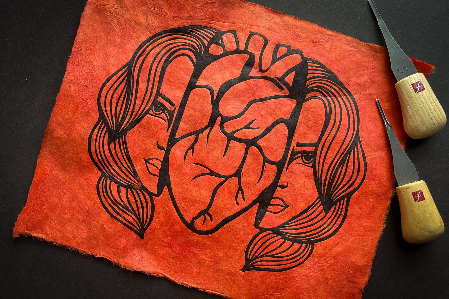 Pulse Check Linocut Print