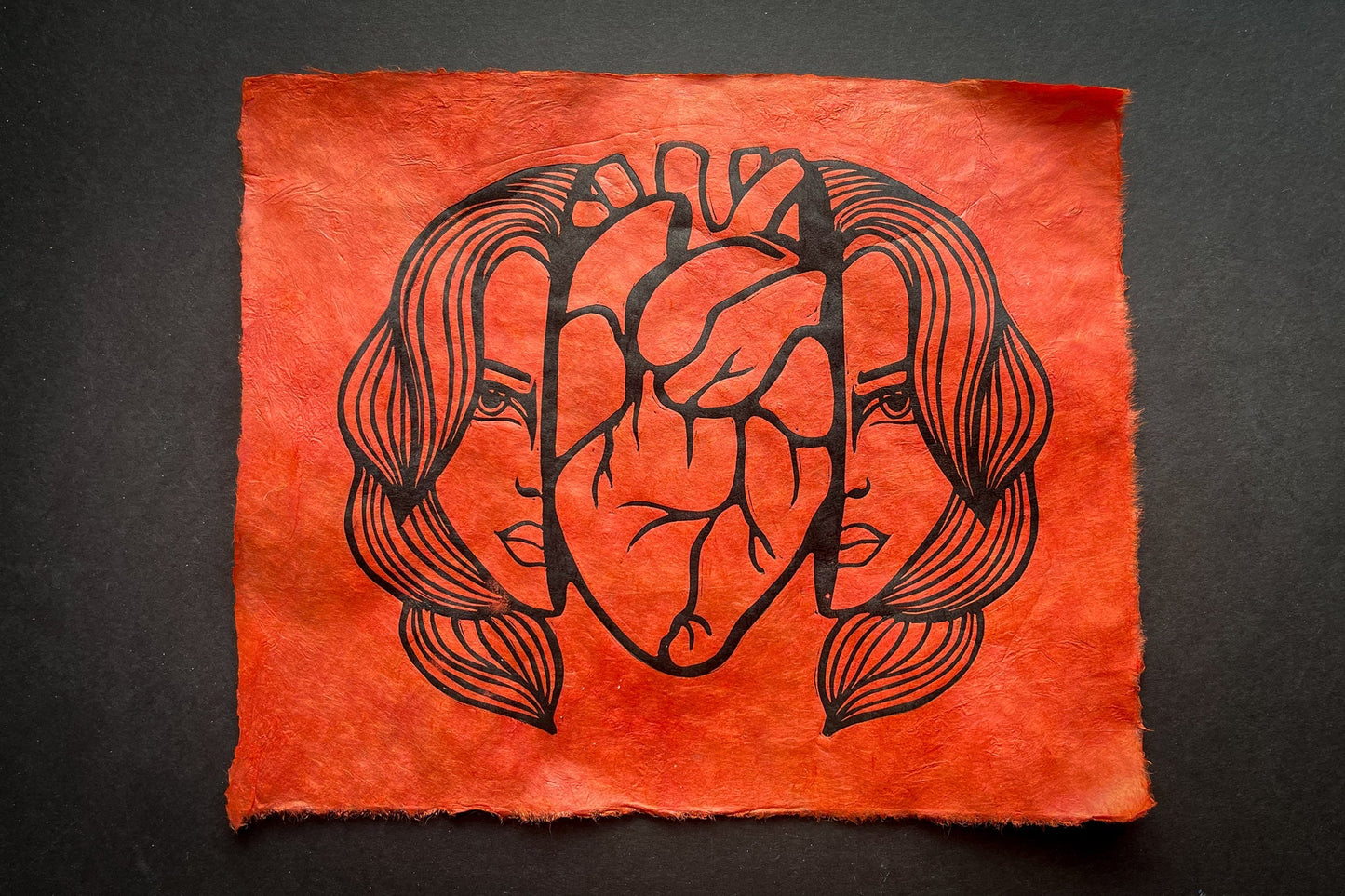 Pulse Check Linocut Print