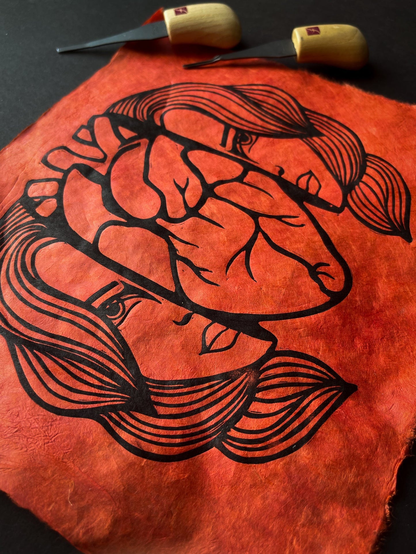 Pulse Check Linocut Print