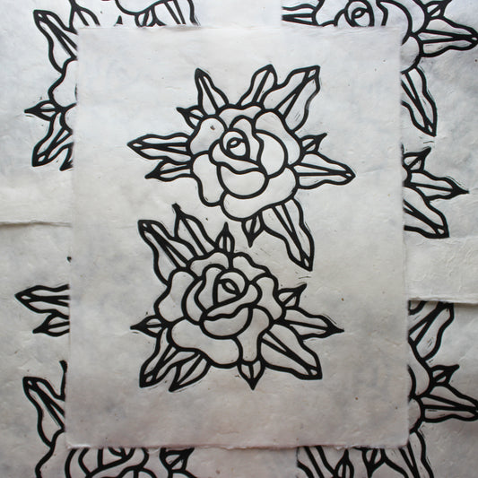 Two Blooms Linocut Print