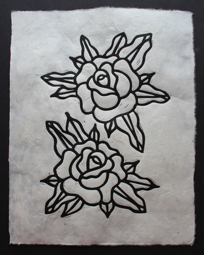 Two Blooms Linocut Print