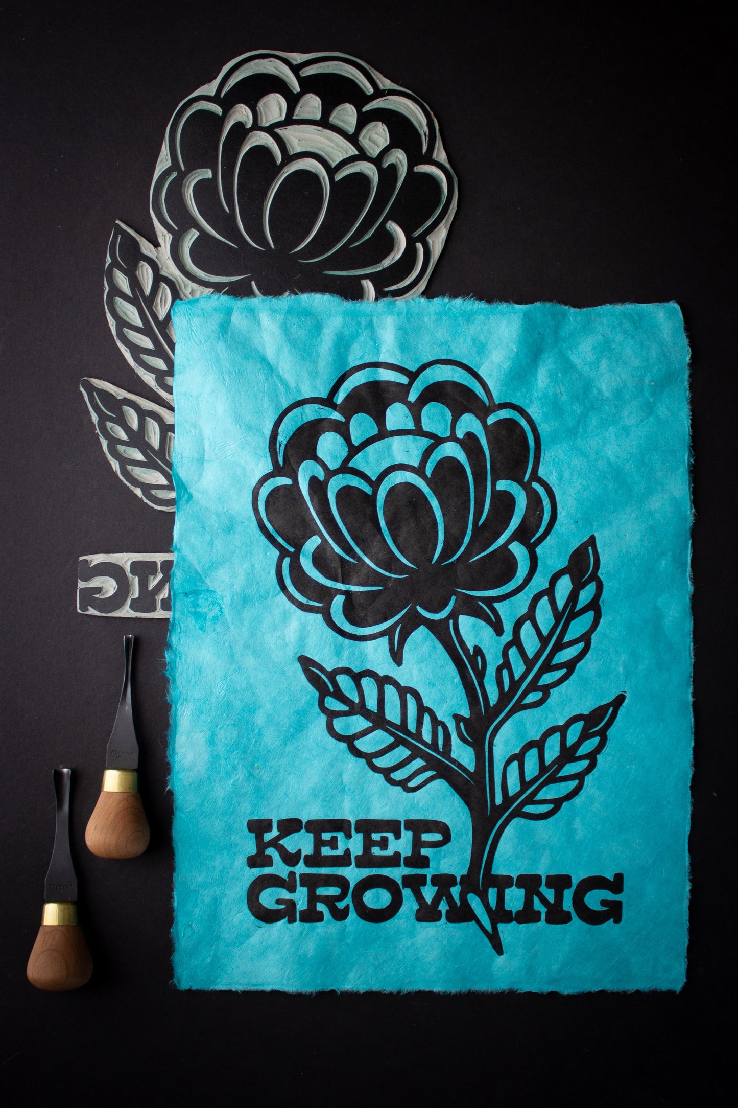 Keep Growing Linocut Print