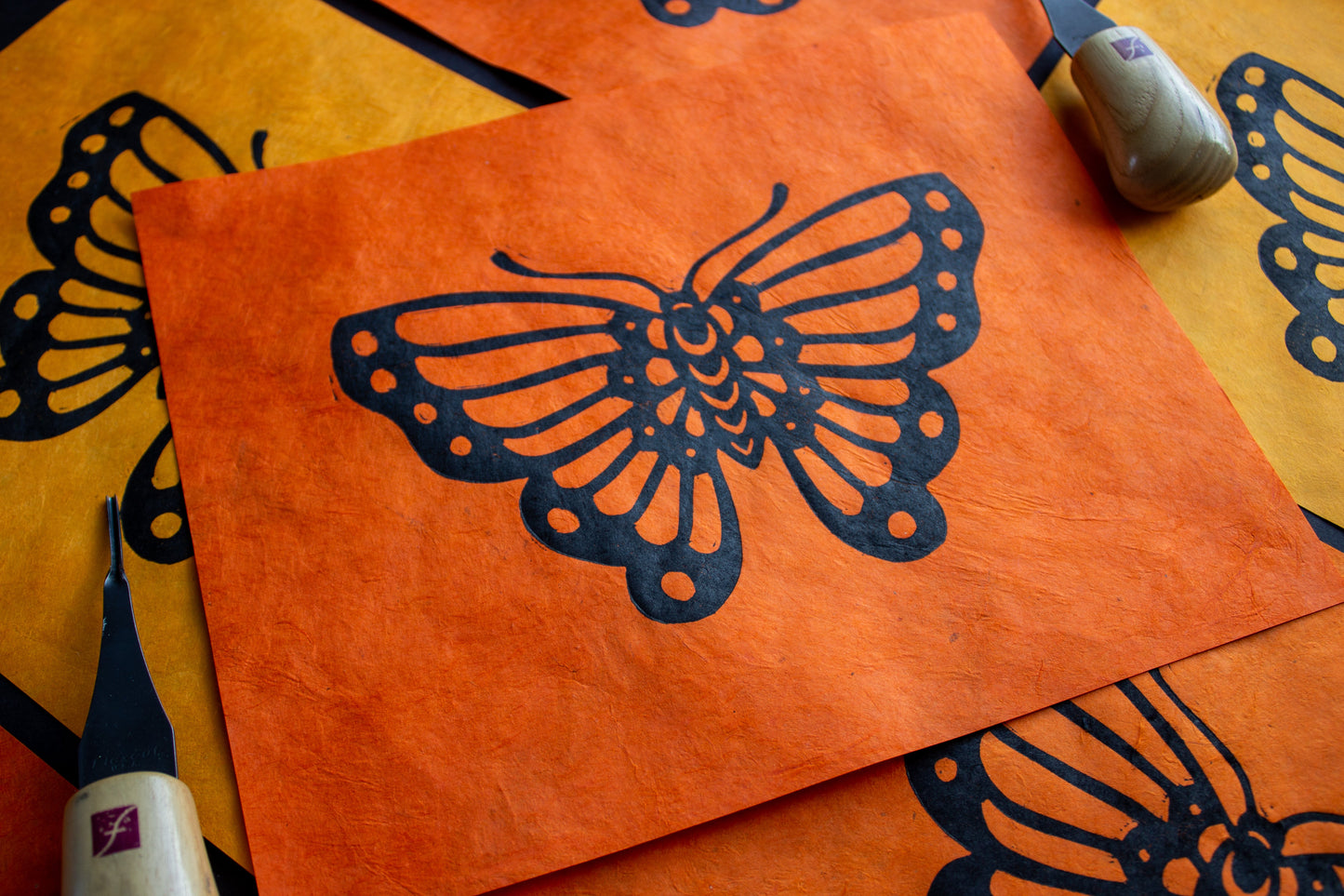 Flutter Linocut Print