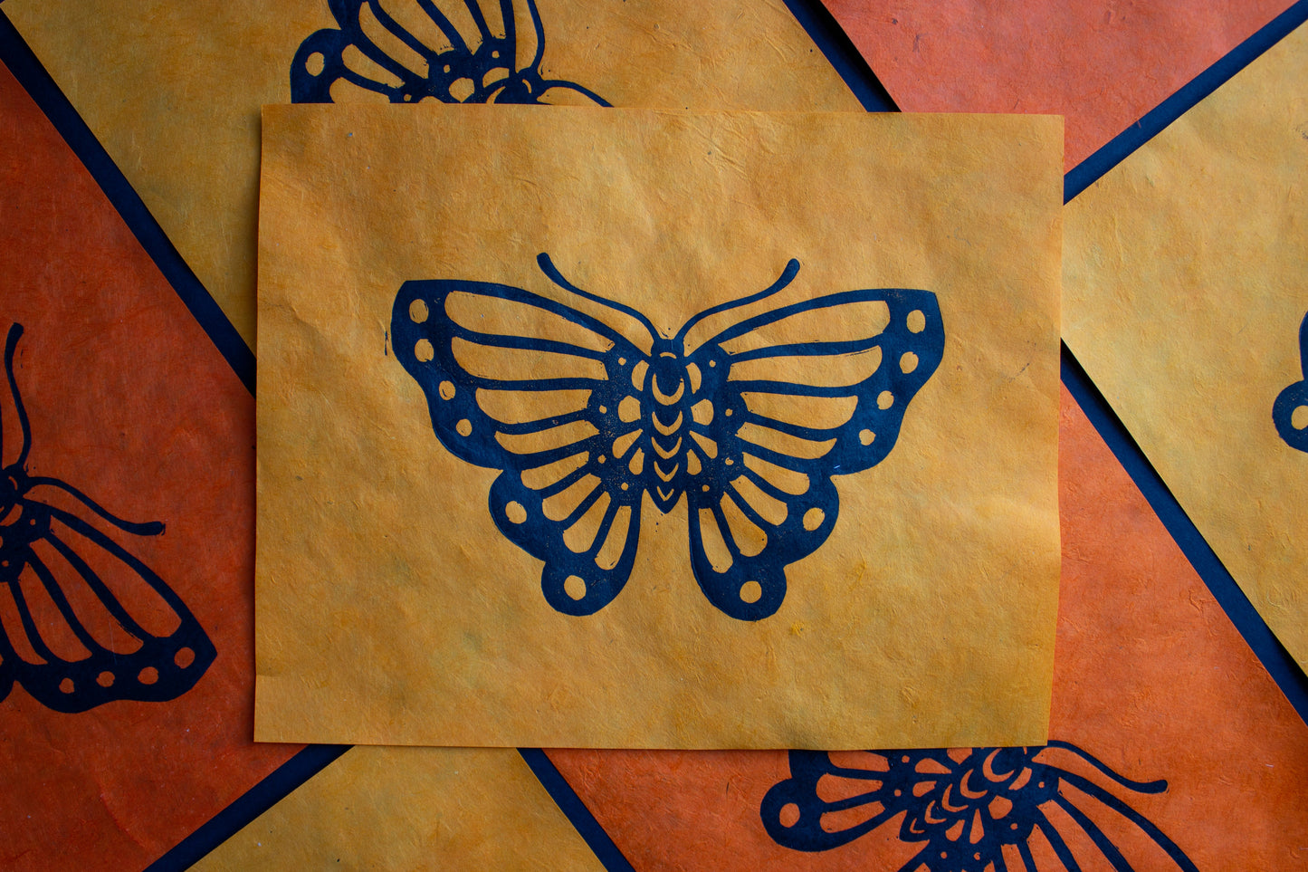 Flutter Linocut Print