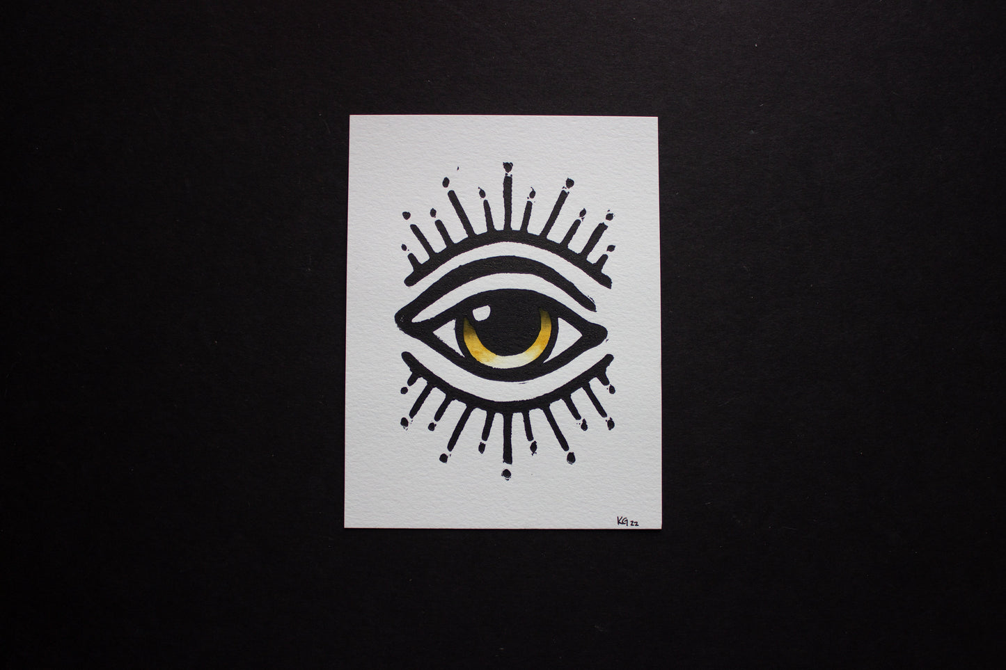 Good Looking Out Hand-Painted Linocut Print