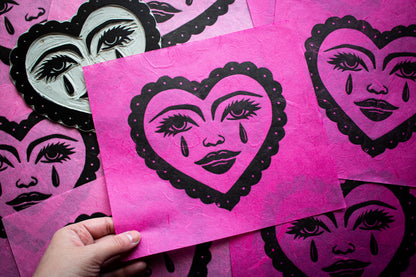 Funny Valentine Linocut Print