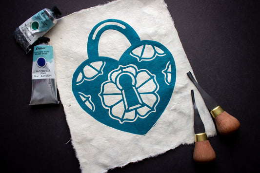 On Lock Linocut Print