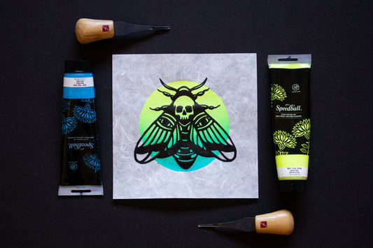 Death Moth Gradient Linocut Print