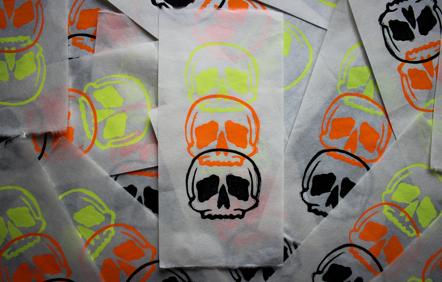 Sweet Skulls Linocut Print